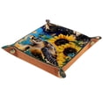 thumbnail image 1 of Women Girls Leather Square Dish Trinket Plate Jewelry Tray, Sunflower Sea Turtle Painting Flag Mothers Day Birthday Gift, 20.5x20.5cm, 1 of 6