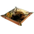 thumbnail image 1 of Women Girls Leather Square Dish Trinket Plate Jewelry Tray for Mothers Day Birthday Gift, Highland Cow Sunflowers Butterflies, 1 of 6