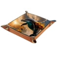 thumbnail image 1 of Women Girls Leather Square Dish Trinket Plate Jewelry Tray for Mothers Day Birthday Gift, Sea Dolphin with Sunflowers, 1 of 6