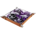 thumbnail image 1 of Women Girls Leather Square Dish Trinket Plate Jewelry Tray for Mothers Day Birthday Gift, Sugar Skull Purple Love Floral, 1 of 6