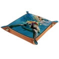 thumbnail image 1 of Women Girls Leather Square Dish Trinket Plate Jewelry Tray for Mothers Day Birthday Gift, Swimming Sea Turtle Flowers Bouquet, 1 of 6