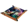 thumbnail image 1 of Women Girls Leather Square Dish Trinket Plate Jewelry Tray for Mothers Day Birthday Gift, Universe Dinosaur on Galaxy, 1 of 6