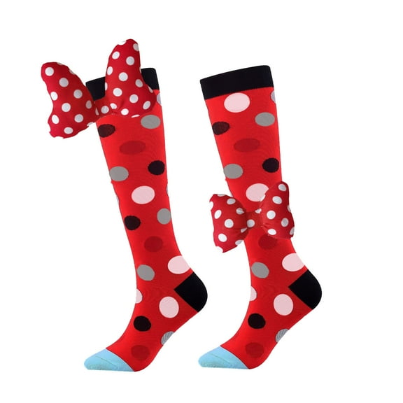 Women Girls Mini Mouse Knee High Socks 3D Bowknot Novelty Long Floor Socks