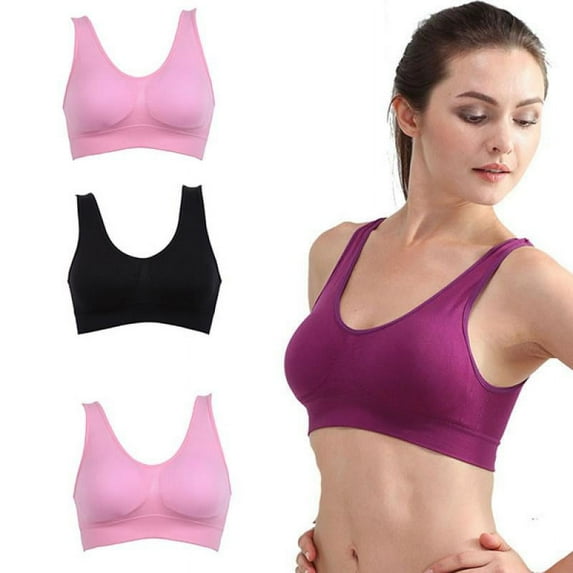 Women Girls Padded Seamless Bra Vest Tops Rimless Bras Plus Size Shockproof Bra Underwear