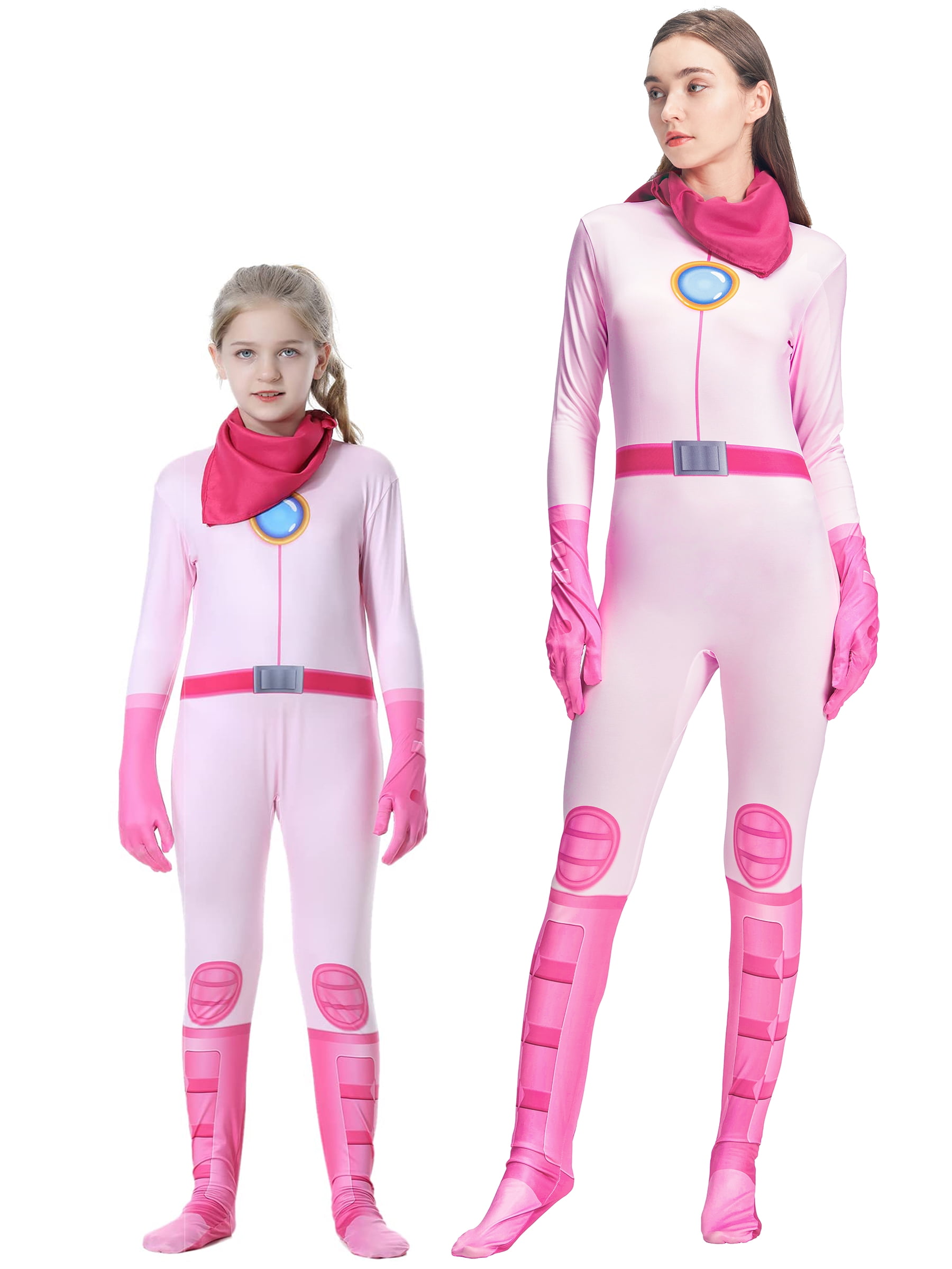 Women & Girls Princess Peach Biker Costume, Super Brothers Pink ...