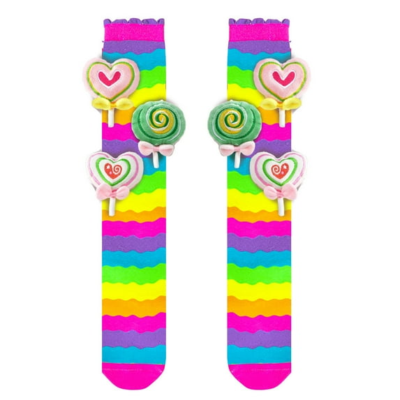 Women Girls Rainbow 3D Candy Knee High Socks Princess Christmas Birthday Novelty Socks