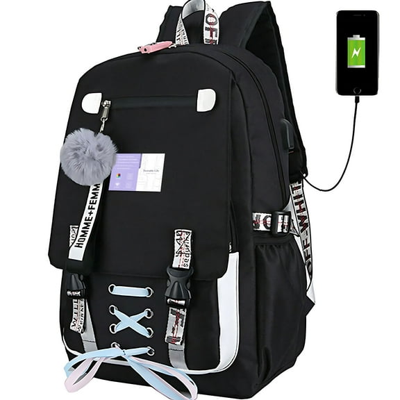 Women Girls School Bag Waterproof Teenage Backpack with Anti Theft Lock USB Port College Bookbags Student Laptop