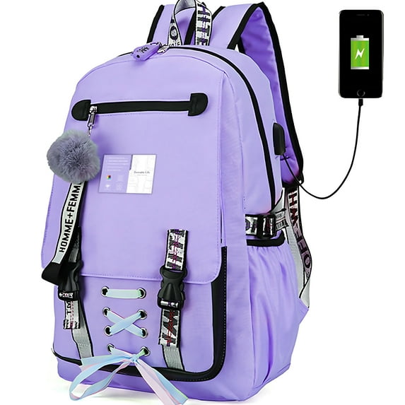 Women Girls School Bag Waterproof Teenage Backpack with Anti Theft Lock USB Port College Bookbags Student Laptop