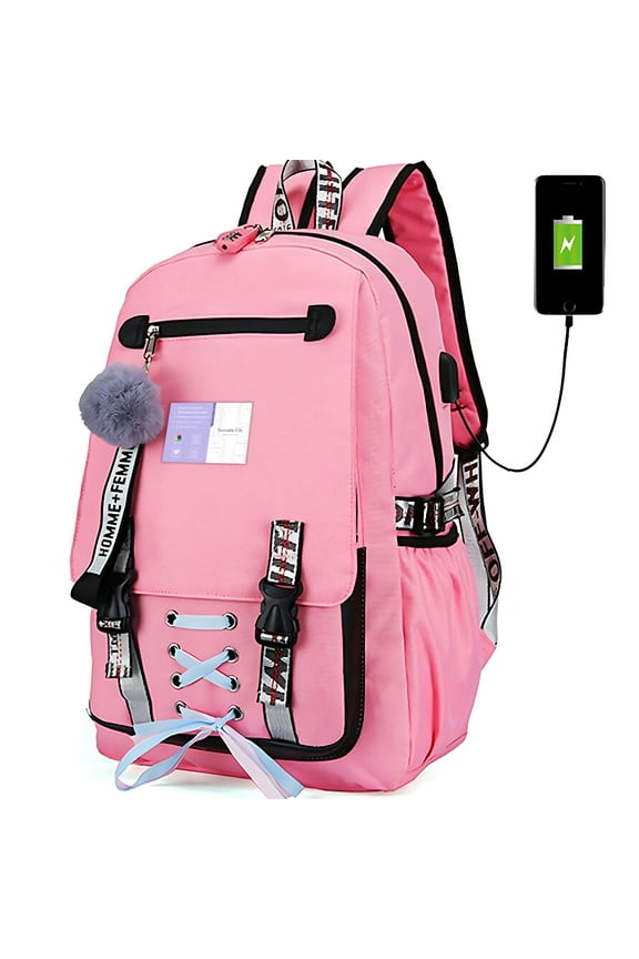 Women Girls School Bag Waterproof Teenage Backpack with Anti Theft Lock USB Port College Bookbags Student Laptop