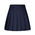 thumbnail image 1 of Women Girls Short Skirts High Waist Pleated Skater Tennis Skirt Summer Solid Color Cotton Linen Skirt Anti-Exposure Safety A Line Mini Skirts, 1 of 9