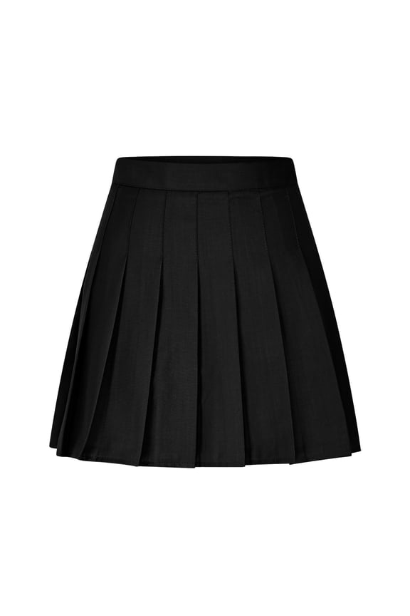 Women Girls Short Skirts High Waist Pleated Skater Tennis Skirt Summer Solid Color Cotton Linen Skirt Anti-Exposure Safety A Line Mini Skirts