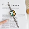 thumbnail image 1 of Women Girls Smartwatch Band for iWatch Ultra 2/1 Series 9 8 7 6 5 4 SE 3 2 1, Zinc Alloy Adjustment Mother of Pearl Chain Stylish Bracelet Strap for Apple Watch 49mm 45mm 44mm 42mm, Silver, 1 of 1