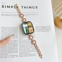 Women Girls Smartwatch Band for iWatch Ultra 2/1 Series 9 8 7 6 5 4 SE 3 2 1, Zinc Alloy Adjustment Mother of Pearl Chain Stylish Bracelet Strap for Apple Watch 49mm 45mm 44mm 42mm, Rosegold