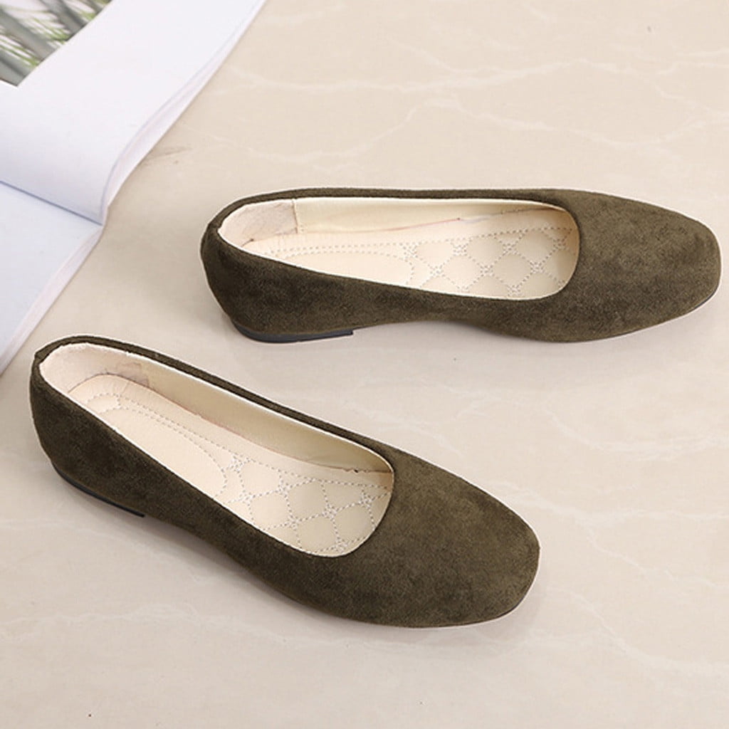 Women Girls Solid Big Size Slip On Flat Shallow Comfort Casual Single Shoes