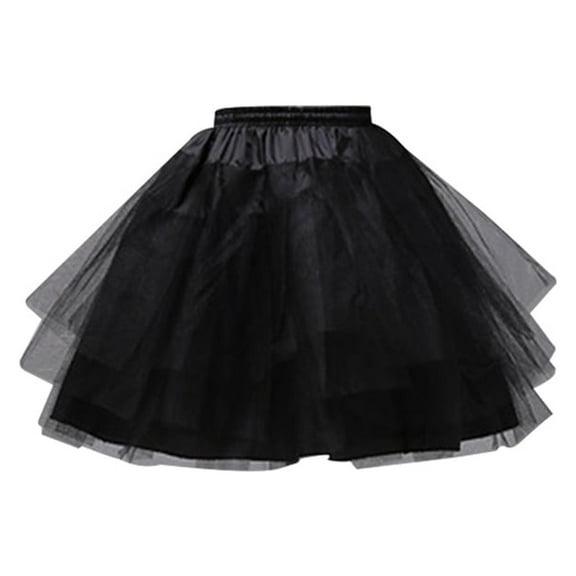 Women Girls Solid Color Ballet Tulle Short Crinoline Petticoat Multi Layered Bal