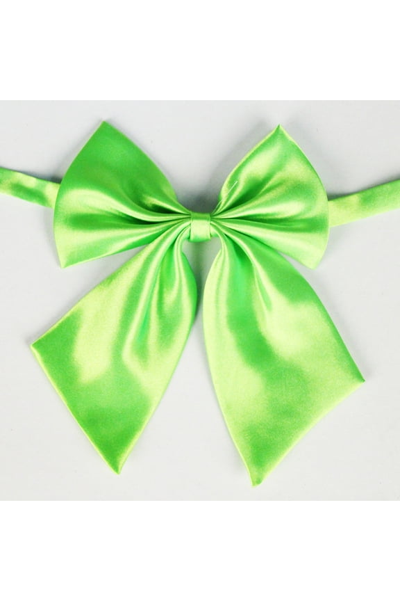 Women Girls Solid Color Bow Tie for Uniform and Work Elegant Solid Color Polyester Silk Bow Tie For Student Career Attache And Flight Attendant Light Green - One Size