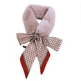 thumbnail image 1 of Women Girls Thicken Faux Fur Collar Ribbon Scarf Collar Shawl Wrap Plush Neck Warmer Winter, 1 of 1
