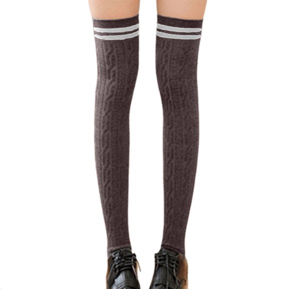 Women Girls Thigh High Socks, Fashion Casual Soft Cozy Elastic Thicken Knitted Winter Feet Leg Warmer Over Knee Extra Long Socks Stockings for Daily Wear