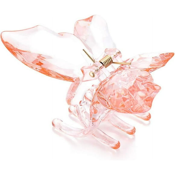 Women Girls Transparent Crystal Styling Tools Elegant Headwear Acrylic Crabs HairPins Hair Clips Butterfly Hair Claw(Orange)