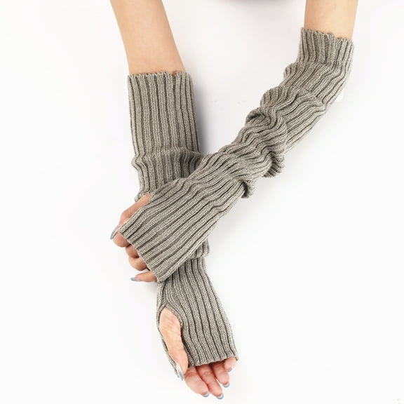 Women Girls Warm Long Fingerless Gloves, Knitted Warm Arm Warmers, Super Soft Long Arm Sleeves for Women