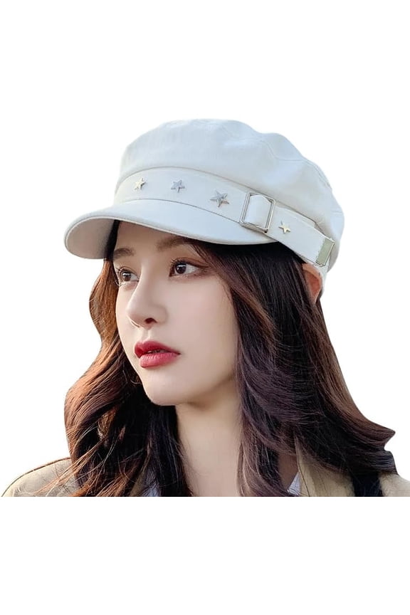 Women Girls Y2K Star Beret Fashion Newsboy Caps Warm Visor Beret Vintage Cabbie for Ladies
