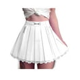 thumbnail image 1 of Women Girls Y2k Lace Patchwork Mini Pleated Skirt Harajuku Gothic A-line Lace Up Ruffle Short Skirts, 1 of 5