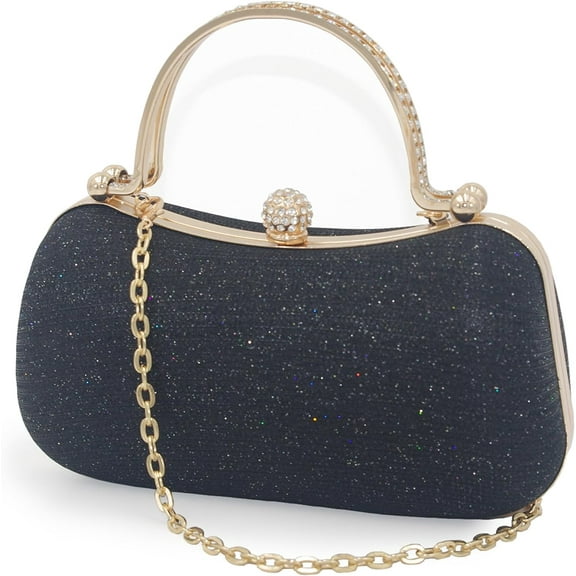 Women Glitter Clutch Purses Wedding Evening Handbags with Rhinestone handle