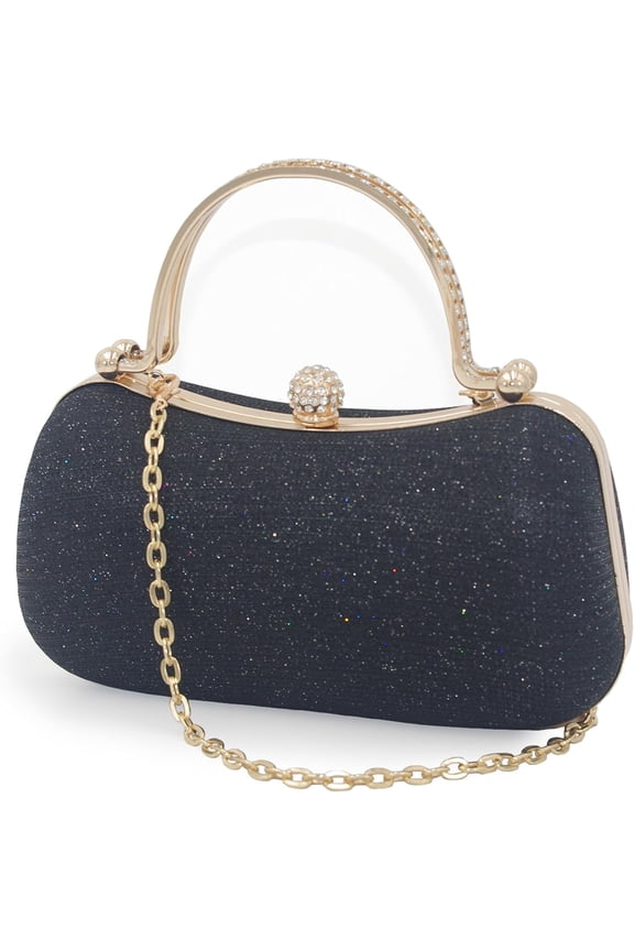Women Glitter Clutch Purses Wedding Evening Handbags with Rhinestone handle