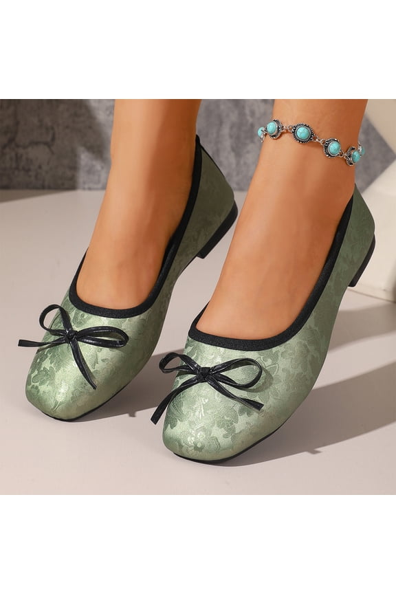 Women Glitter Mesh Bow Decor Mid Block Heel Round Toe Ankle Booties, Breathable Hollow Woven Fabric, Thin Cushioned Footbed, Textured Anti Slip Heel Outsole, Sweet Elegant Silhouette,Army Green 6.5