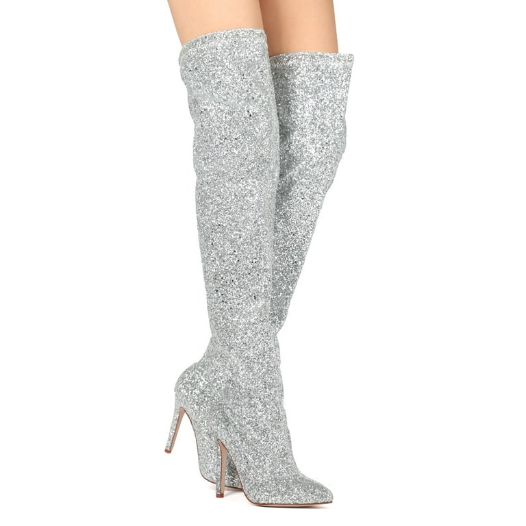 Glitter thigh high boots hot sale