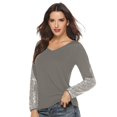 thumbnail image 1 of Women Glitter Sequin Splicing V Neck Long Sleeve Casual Blouse Fashion Party Tunics Tops, 1 of 2