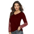 thumbnail image 1 of Women Glitter Sequin Splicing V Neck Long Sleeve Casual Blouse Fashion Party Tunics Tops, 1 of 2