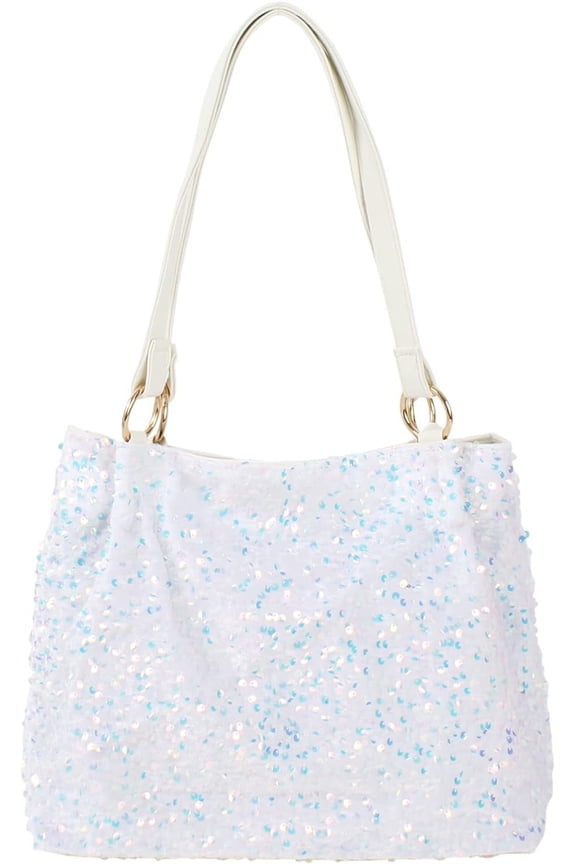 Women Glitter Sequins PU Leather Shoulder Bag Armpit Bag Top-handle Bag