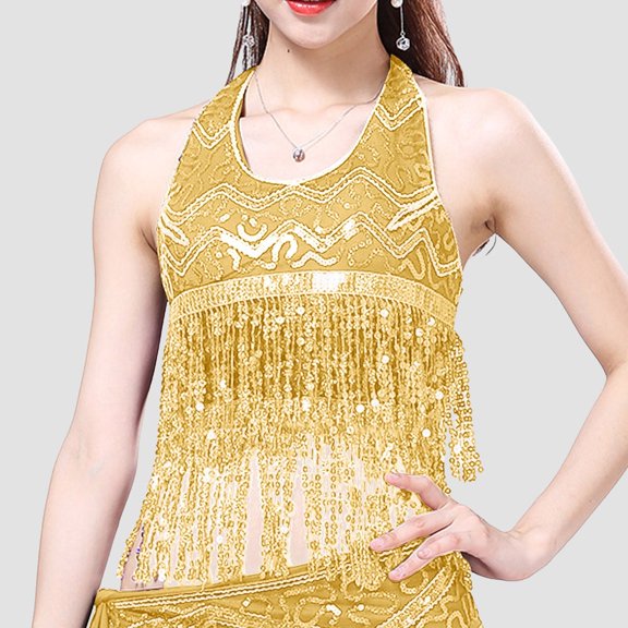 Women Glitter Wrap Top Dance Performance Fringe Top Bra Cropped Exercise Top Women's Fashion Blouses Adjustable Camisole Amazing Outfits for Women Big Tops 3xl Womens Tops Arm Animals Top Adjustable