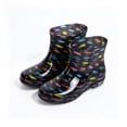 thumbnail image 1 of Women Glossy Polka Dot PVC Ankle Rain Boots Slip on Short Waterproof Rain Shoes Multi Color Print Lightweight Non Slip Sole Fashion Outdoor Rainy Weather Footwear Multicolor 6.5(37), 1 of 6