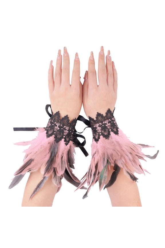 Women Gloves Gothic Style Lace Feather Arm Warmers for Accessories and Jewelry