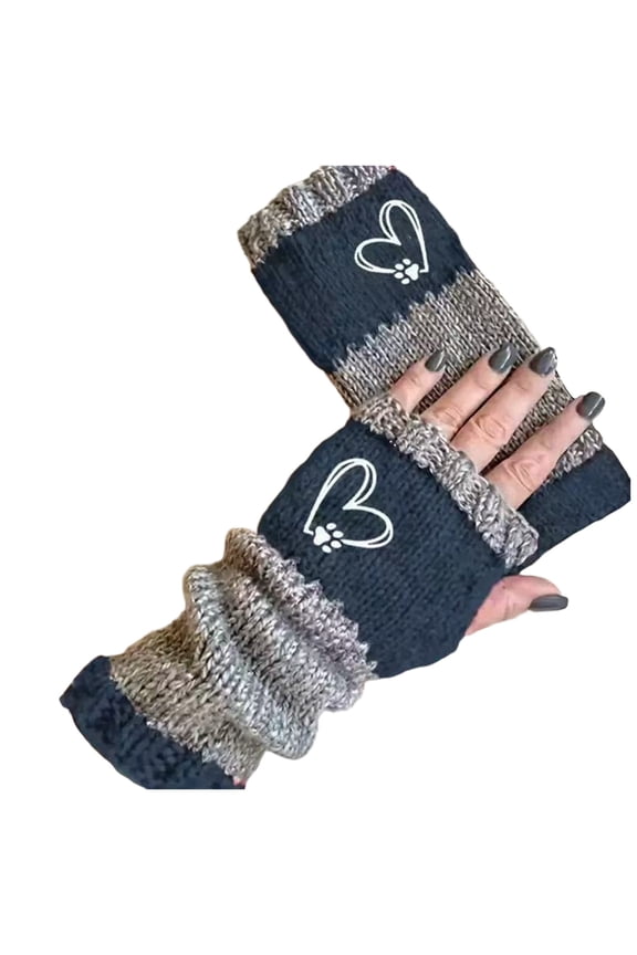 Women Gloves Open Finger Winter for Thermal Knitted Touchscreen Texting Embroidered Warm Mittens Cold Weather