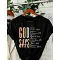 thumbnail image 1 of Women' God Says Bible Verse Print White TShirt Crew Neck Casual Cotton Tee Medium cotton Fabric Regular Fit For Female Ladies For, 1 of 9