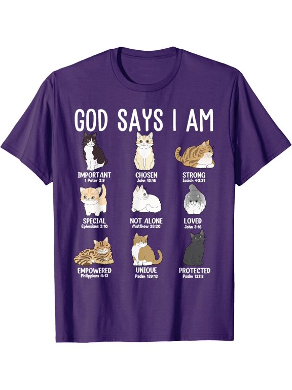 Women God Says I Am Cat Christian T Shirt All Size S-5XL
