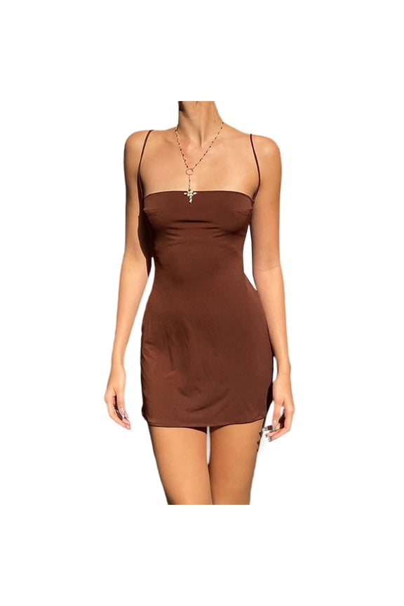 Women Going Out Mini Dress Sexy Spaghetti Strap Low Cut Bodycon Mini Dress Y2k Lace Dress Party Clubwear