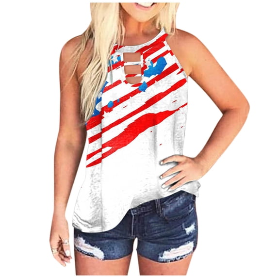 Women Going Out Summer Tank Tops Camisole for Independence Day Sleeveless Blouse Tunic Undershirt