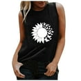 thumbnail image 1 of Women Going Out Summer Tank Tops Casual Printed Loose Series Sunflower Sleeveless Blouse Undershirt,Black,M, 1 of 4