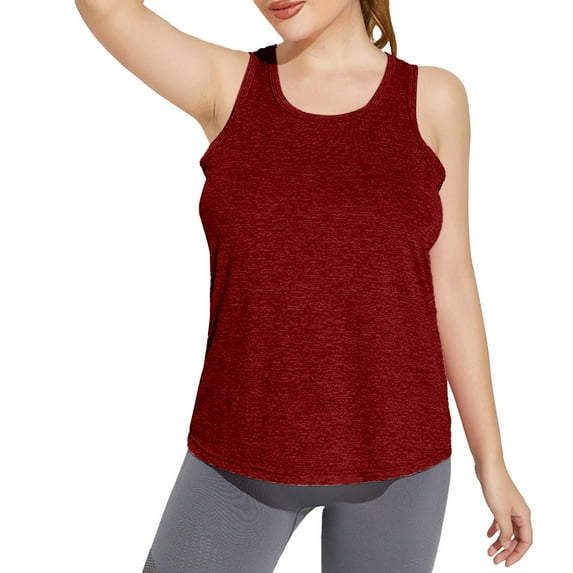 Women Going Out Summer Tank Tops Round Neck Backless T Stretchy Soft Undershirts,Red,S
