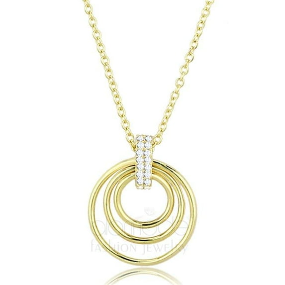 Women Gold 925 Sterling Silver Necklace with AAA Grade CZ in Clear - 16 in.