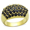 thumbnail image 1 of Women Gold 925 Sterling Silver Ring with AAA Grade CZ in Jet - Size 8, 1 of 1
