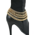 thumbnail image 1 of Women Gold Boot Chain Links Shoe Charm Multi Strands Waves Strap Western Style, 1 of 7