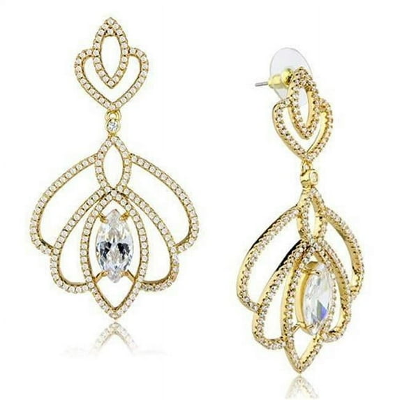 Women Gold Brass Earrings with AAA Grade CZ in Clear