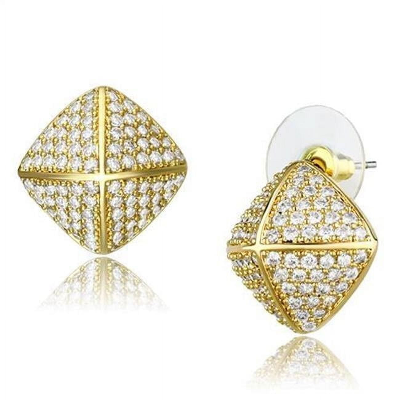 Women Gold Brass Earrings with AAA Grade CZ in Clear