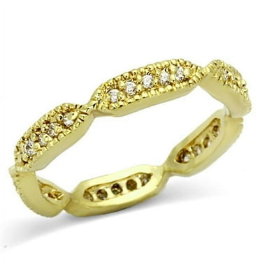 Women Gold Brass Ring with AAA Grade CZ in Clear - Size 5