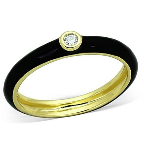 Women Gold Brass Ring with AAA Grade CZ in Clear - Size 8